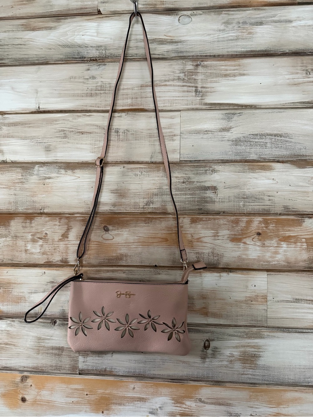 Jessica Simpson Blush Pink Floral Cutout Crossbody